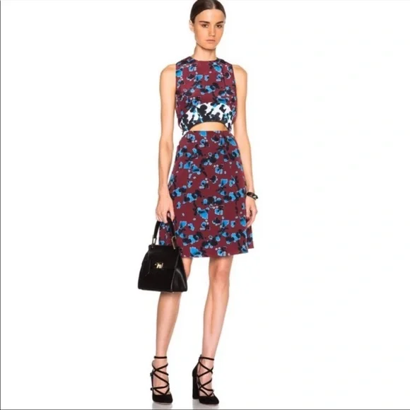 Tanya Taylor Mallory Ink-Spot-Print Cutout Dress, Women's, 8
